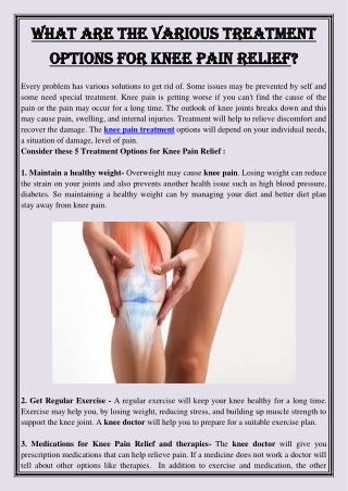 What are the various treatment options for knee pain relief