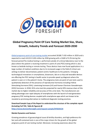 Global Pregnancy Point Of Care Testing Market.docx