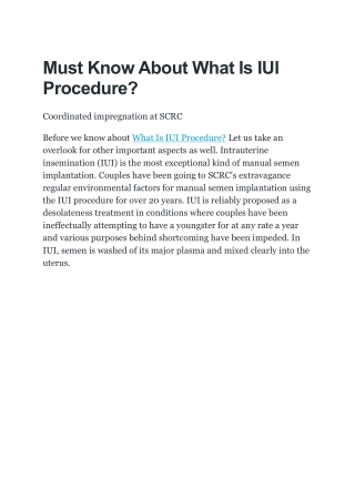 Must Know About What Is IUI Procedure
