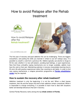 How to avoid Relapse after the Rehab treatment