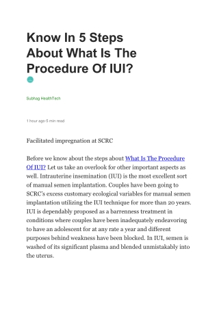 Know In 5 Steps About What Is The Procedure Of IUI