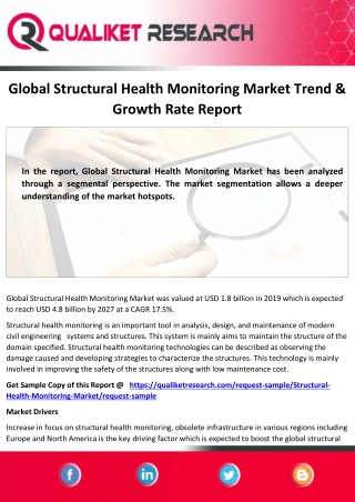 Global  Structural Health Monitoring Market By Product Type, By Frequency,