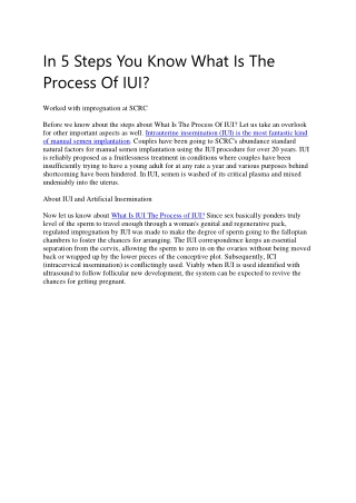 In 5 Steps You Know What Is The Process Of IUI