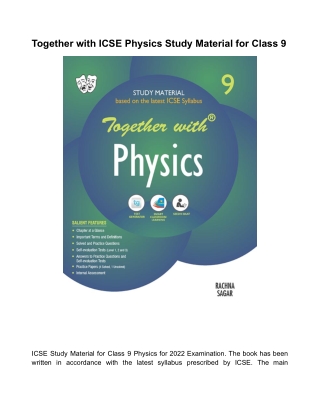 Together with ICSE Physics Study Material for Class 9