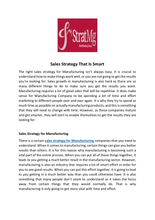 Sales Strategy That Is Smart