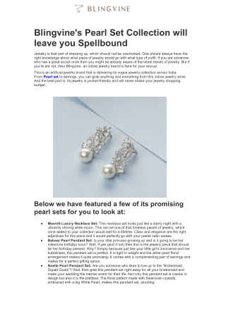 Blingvine's Pearl Set Collection will leave you Spellbound