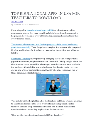 TOP EDUCATIONAL APPS IN USA FOR TEACHERS TO DOWNLOAD