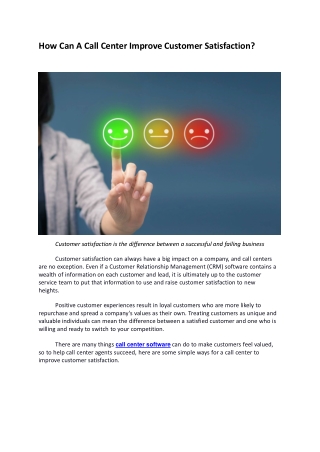 How Can A Call Center Improve Customer Satisfaction