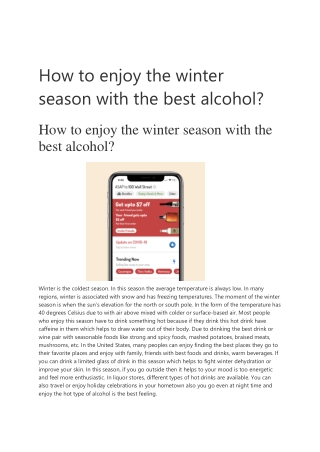 How to enjoy the winter season with the best alcohol