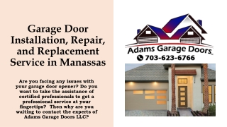 Garage Door Installation, Repair, and Replacement Service in Manassas