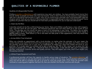 Qualities of a Responsible Plumber