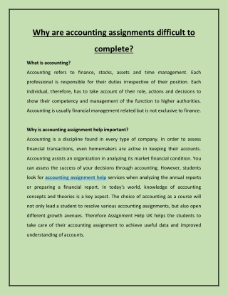 Why are accounting assignments difficult to complete?