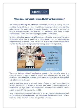What does the warehouse and fulfillment services do?