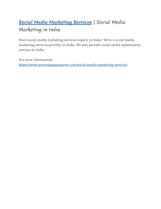 Social Media Marketing Services | Social Media Marketing in India