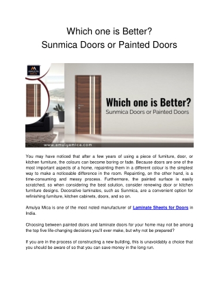 Which one is Better - Sunmica Doors or Painted Doors