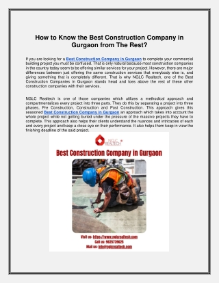 How to Know the Best Construction Company in Gurgaon from The Rest