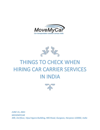 We Provide The Best Car Carrier Services In India