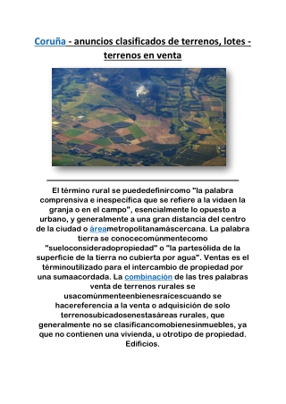 Coruña - anuncios clasificados de terrenos, lotes - terrenos en venta
