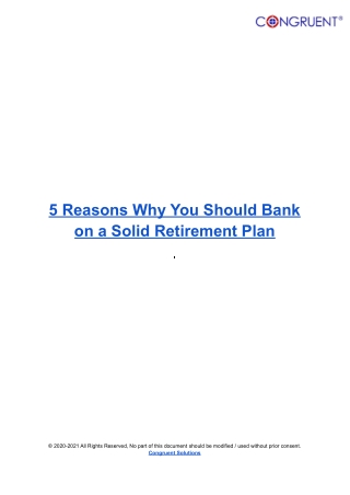 5 Reasons Why You Should Bank on a Solid Retirement Plan