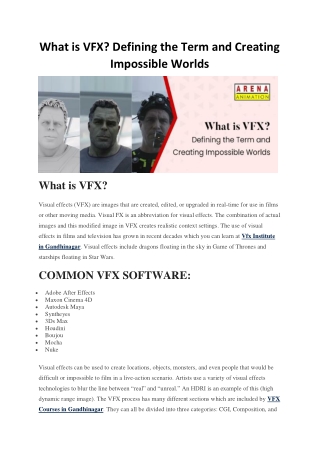 What is VFX Defining the Term and Creating Impossible Worlds