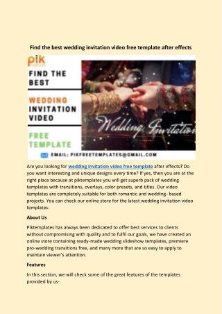 Find the best wedding invitation video free template after effects