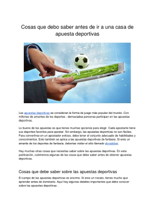 Cosas que debo saber antes de ir a una casa de apuesta deportivas