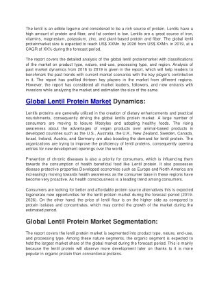 Global Lentil Protein Market
