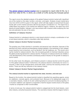 cetearyl alcohol market size is expected to reach US