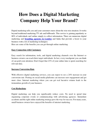 How Does a Digital Marketing Company Help Your Brand?