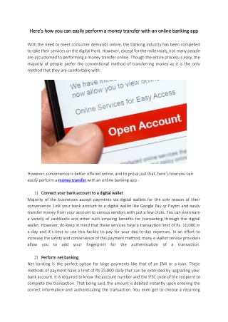 Heres how you can easily perform a money transfer with an online banking app