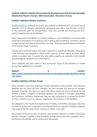 Fertilizer Additives Market Recent Industry Developments And Growth Strategies