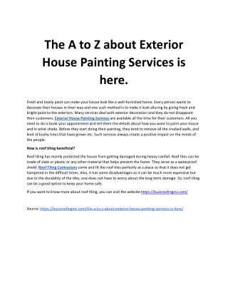 The A to Z about Exterior House Painting Services is here.