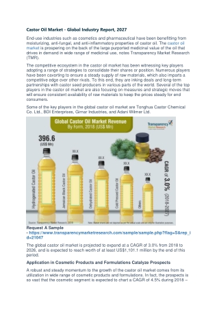 Castor Oil Market - Global Industry Report, 2027