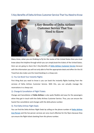 5 Key-Benefits of Delta Airlines Customer Service That You Need to Know