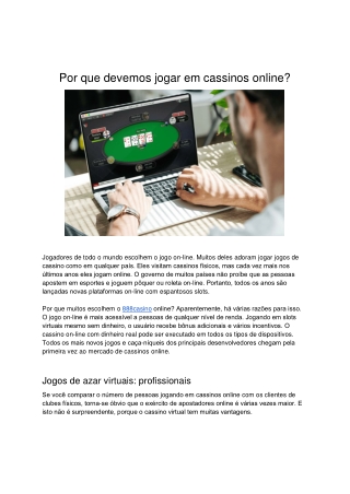 Por Que Devemos Jogar Em Cassinos Online