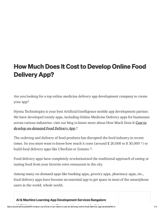 How Much Does It Cost to Develop Online Food Delivery App
