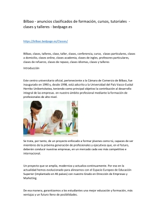 Bilbao - anuncios clasificados de formación, cursos, tutoriales  -  clases y talleres - bedpage.es-converted
