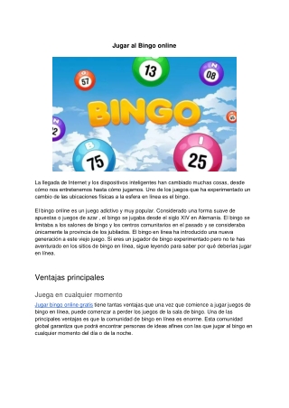 Jugar al Bingo online