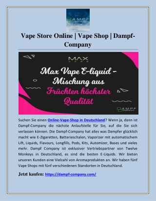 Vape Store Online | Vape Shop | Dampf-Company