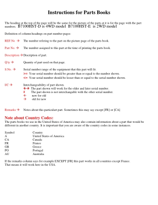 Kubota B7100HST-D NEW TYPE Tractor Parts Catalogue Manual