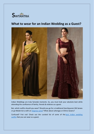 What to wear for an Indian Wedding as a Guest