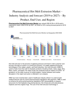 Pharmaceutical Hot Melt Extrusion Market