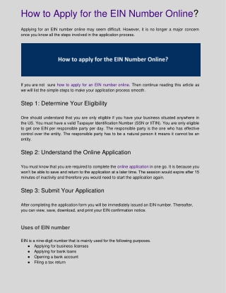 How to Apply for EIN Number Online