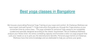 Best yoga classes in Bangalore