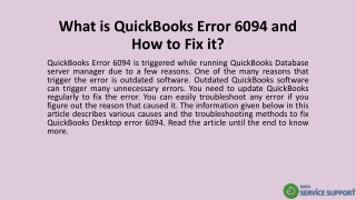 What is QuickBooks Error 6094 and How to Fix it?