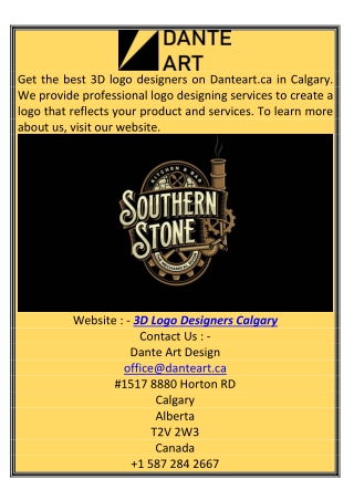 3D Logo Designers Calgary Danteart.ca