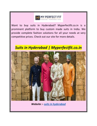 Suits in Hyderabad  Myperfectfit.co.in