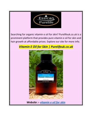 vitamin e oil for skin