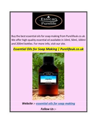 Essential Oils for Soap Making  Purelifeuk.co.uk