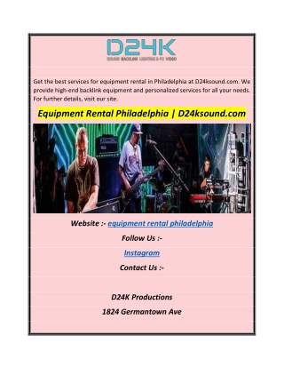 Equipment Rental Philadelphia  D24ksound